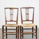 Lot de 4 chaises de salle à manger anglaises anciennes du XIXe siècle avec assises en osier
