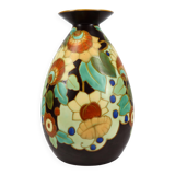 Art Deco vase by Boch Keramis with stylised floral decoration.