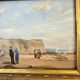 Oil on wood – Beach scene with cliffs – signed SP