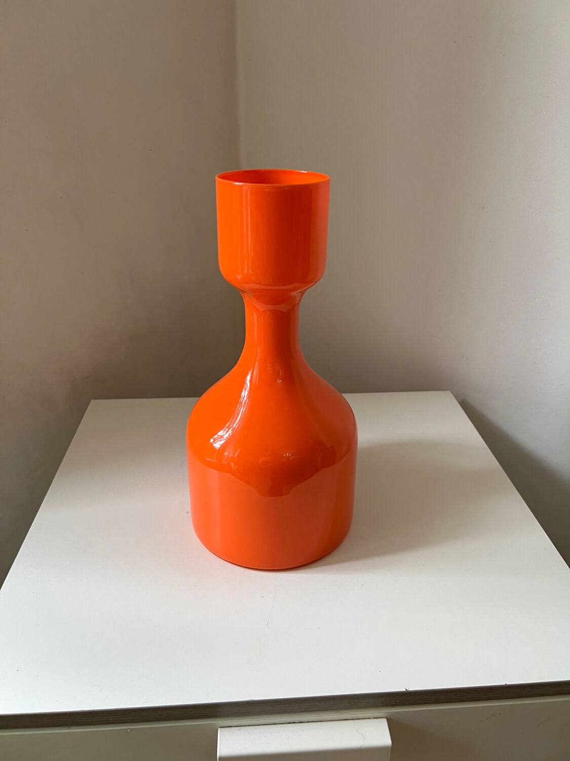 Orange glass vase 1970