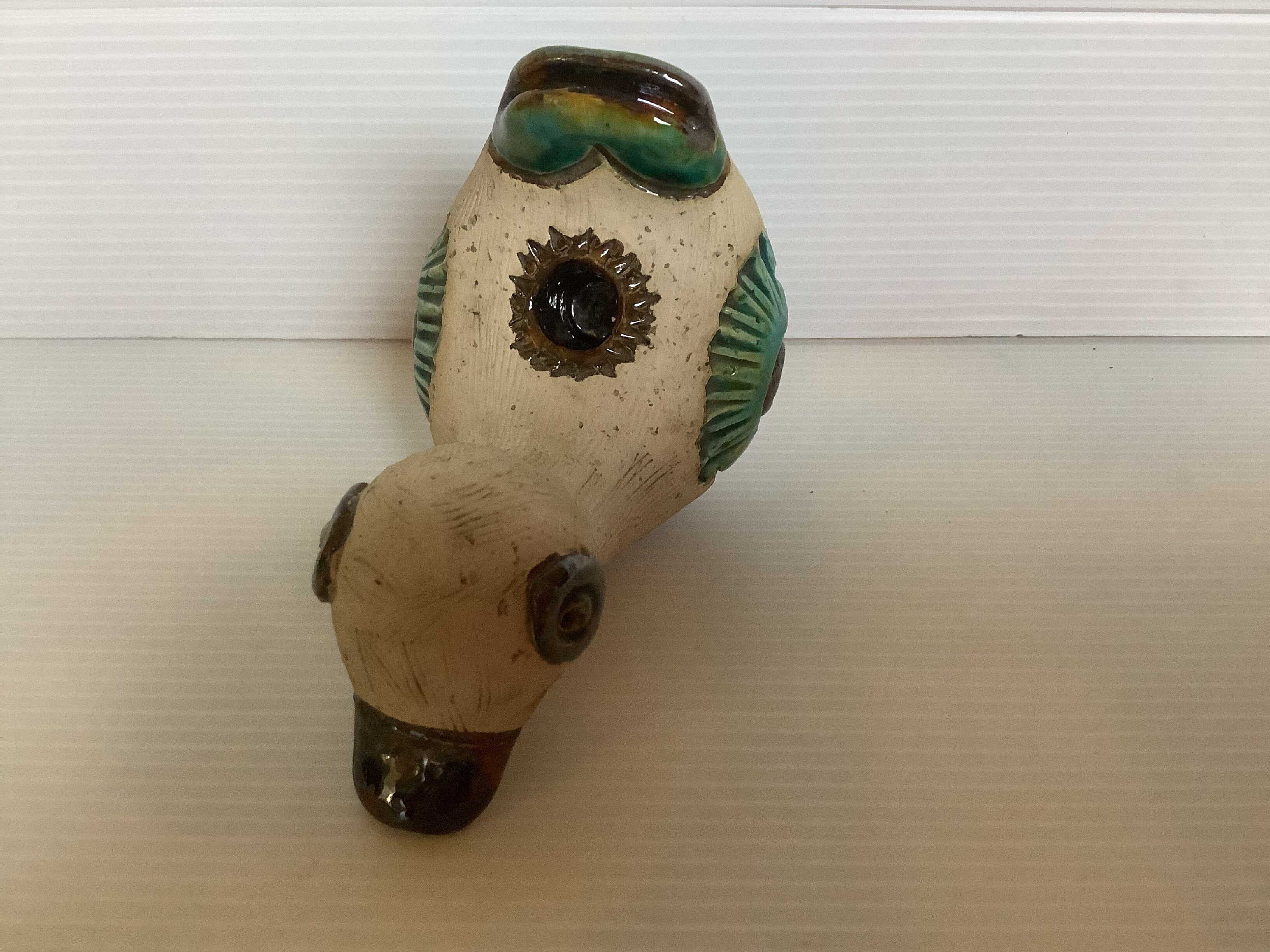 Ceramic duck zoomorphic candle holder signed Paul Perret