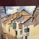 Gouache, lively street scene, South America, signed, 20th century