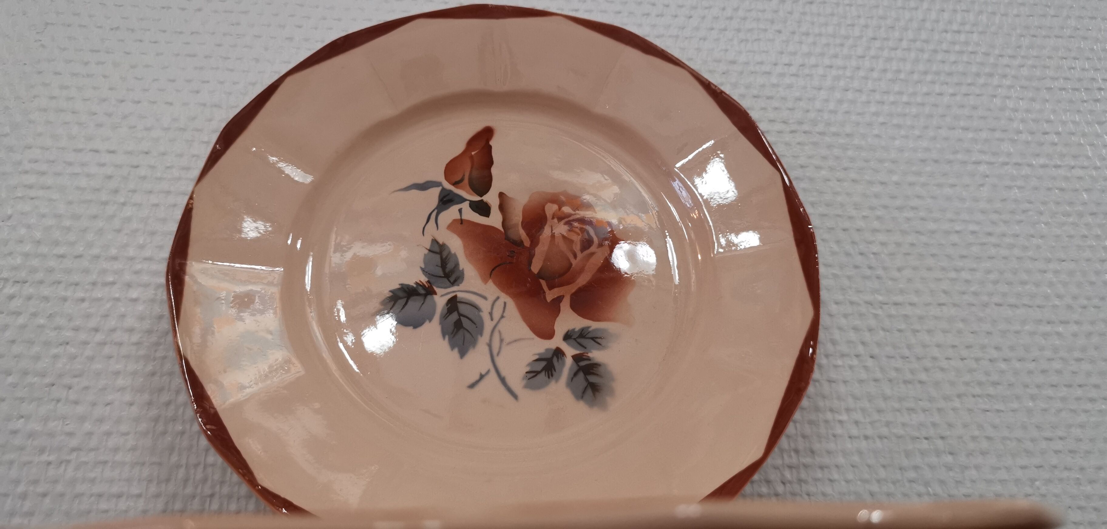 Set of 8 old flat plates Digoin Sarreguemines 9181 Pink pattern