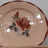 Set of 8 old flat plates Digoin Sarreguemines 9181 Pink pattern