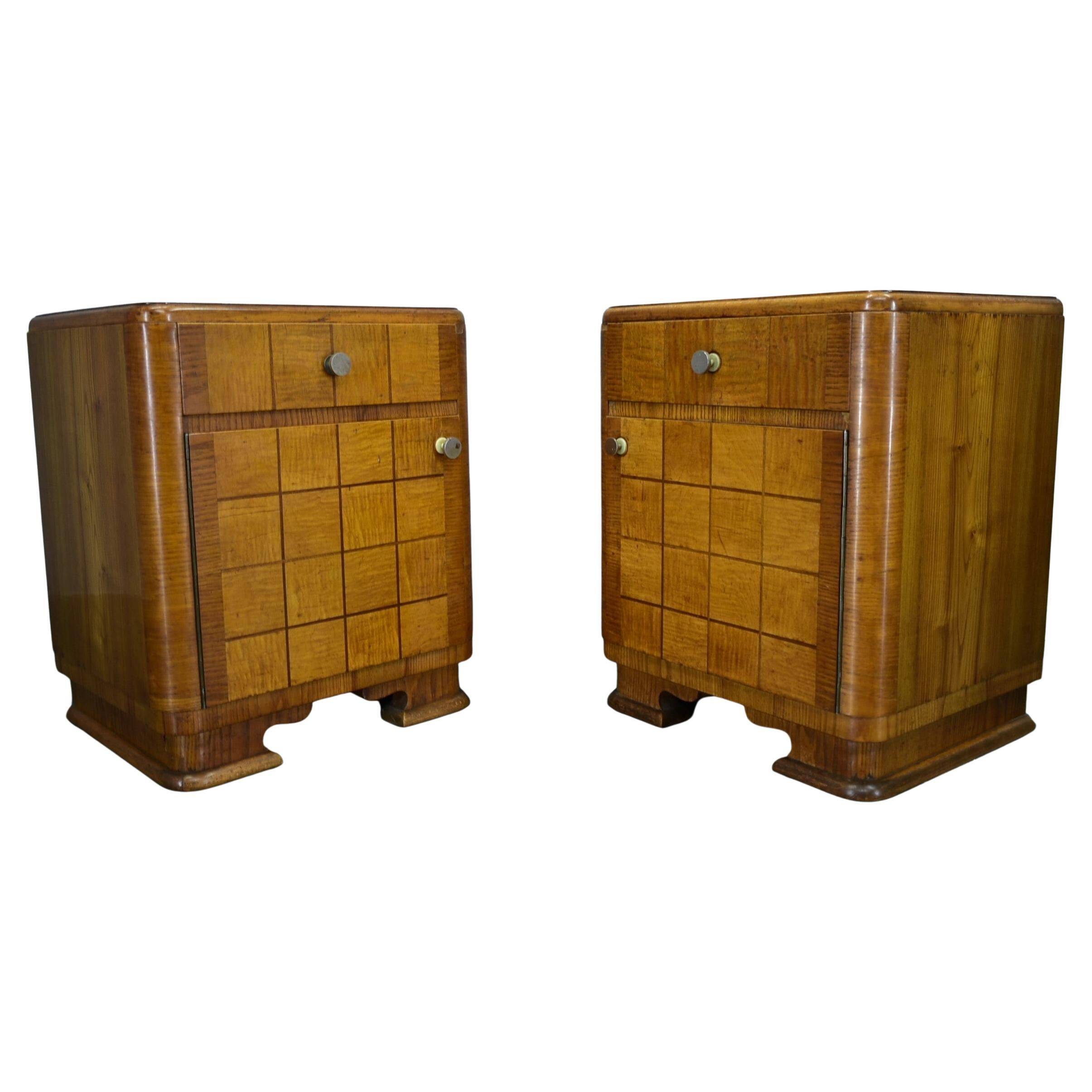1940s pair of Art Deco bedside tables, Czechoslovakia