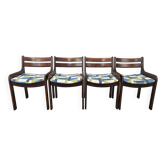 Chaises de salle à manger des années 70 en hêtre et tissu Space Age