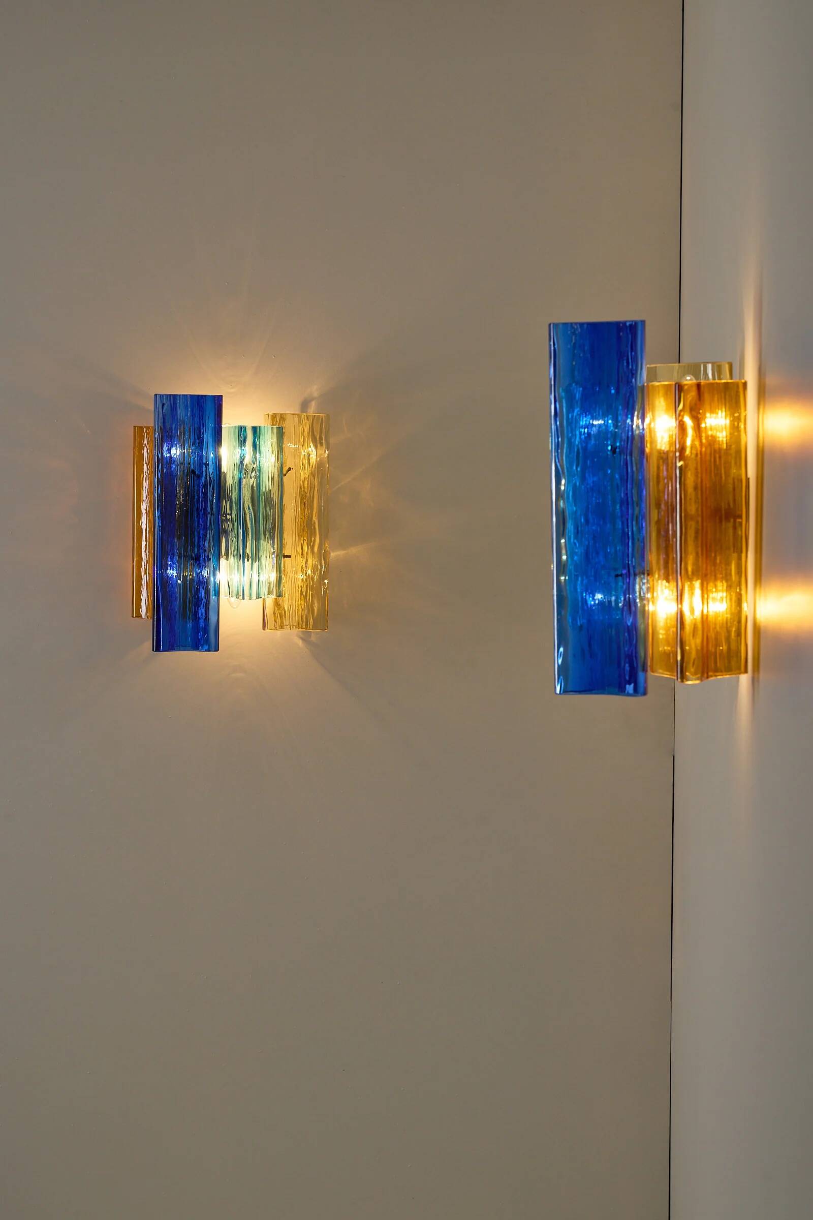 Paire d'appliques en verre de Murano multicolores par Salviati & Co., Italie, vers 1940