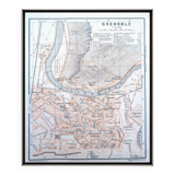 Printed in 1906, map of Grenoble, Isère, France.