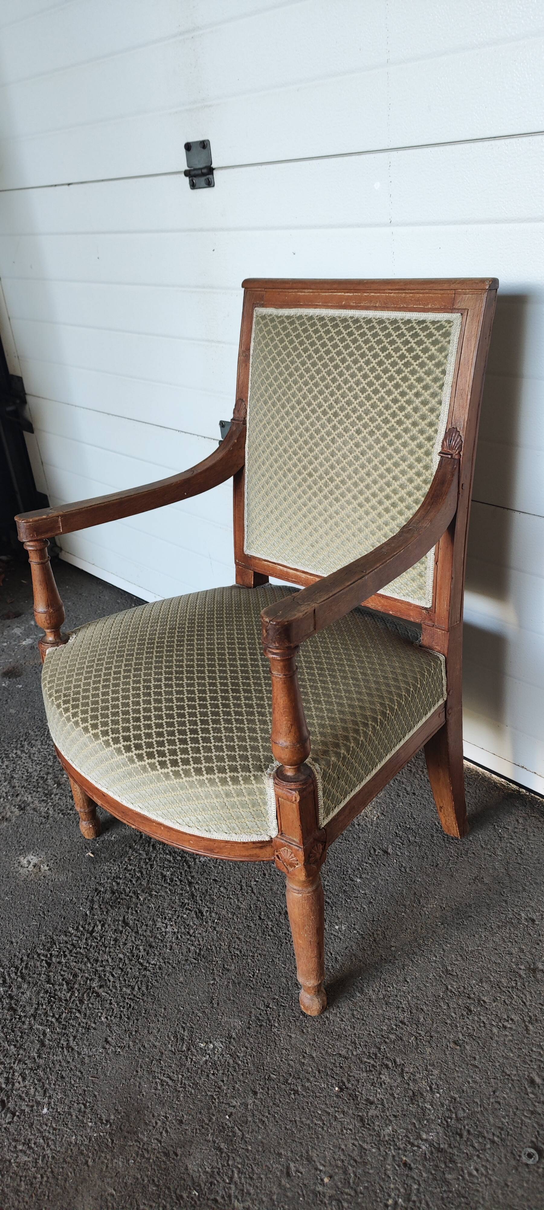 Directoire style armchair with wooden armrests