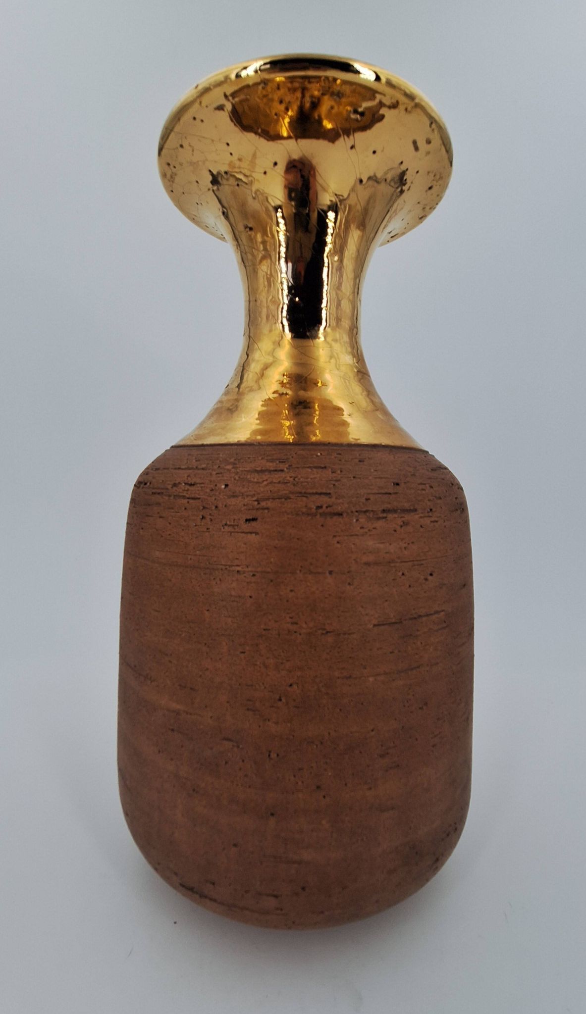Vase en grès chamotté brut émaillé d'or, Italie, Bitossi pour Raymor, circa 1960/1970