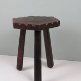 Rustic Spanish stool in solid wood – Handcrafted – 20th century