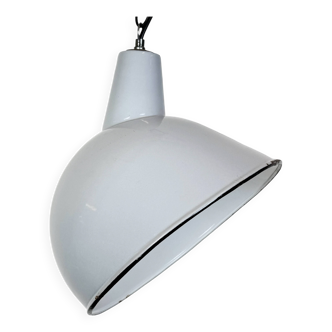 Industrial Grey Enamel Factory Pendant Lamp, 1960s