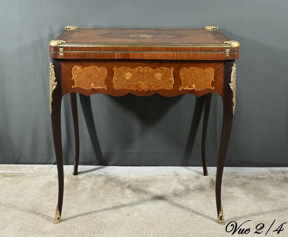 Mahogany Games Table, Louis XV/Louis XVI Transition Style – Late 19th Century