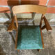 Vintage Bridge Chair with Compass Legs & Green Vinyl Upholstery, 1960s #D