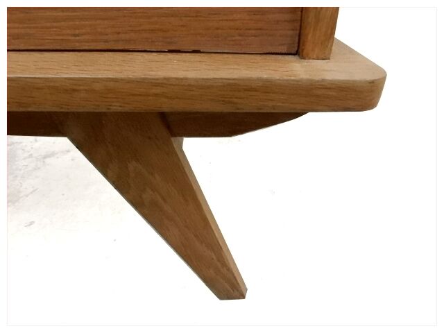 Commode vintage bois clair doré pieds compas