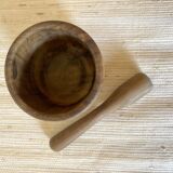 Wooden mortar and pestle