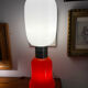 Carlo Nason for Mazzega – Large red Murano glass lamp and opal.
