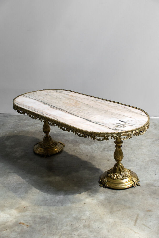 Marble and brass coffee table France 1940