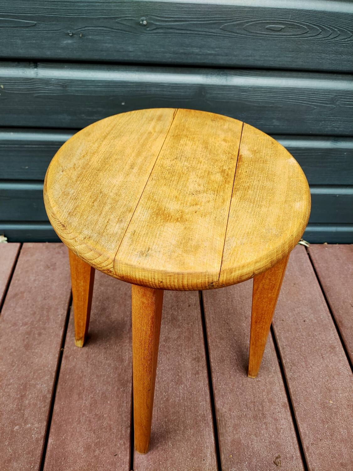 Vintage beech compass foot stool