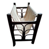 Vintage rattan and fabric magazine rack