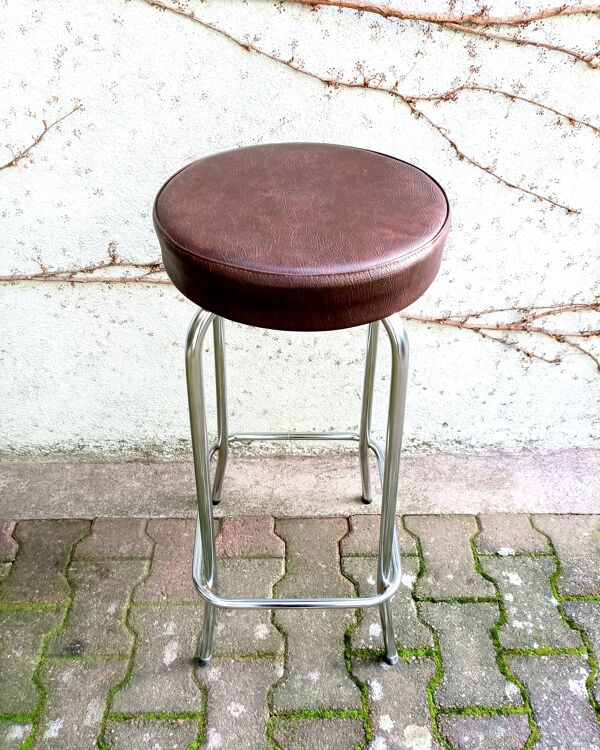 Tabouret de bar métal et simili cuir