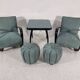 H 269 Lounge Chairs, table and poufs by Jindřich Halabala for Up Zavody, 1940s, Set of 5