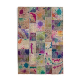 Tapis patchwork oriental 204 cm x 300 cm multicolore patchwork fait à la main