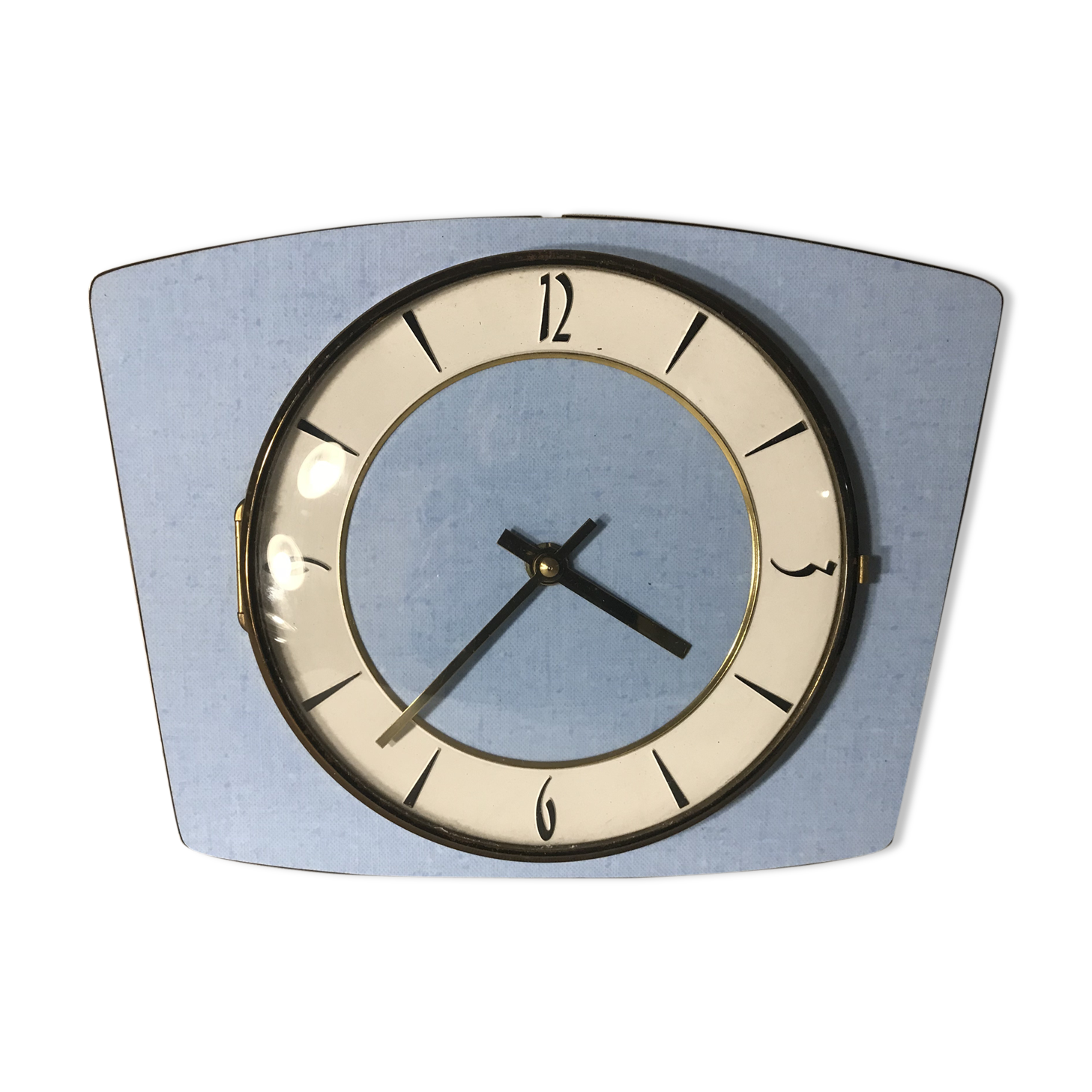 Old clock pendulum formica battery 70s vintage blue