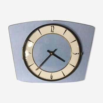 Horloge pendule formica bleu à pile années 70 vintage
