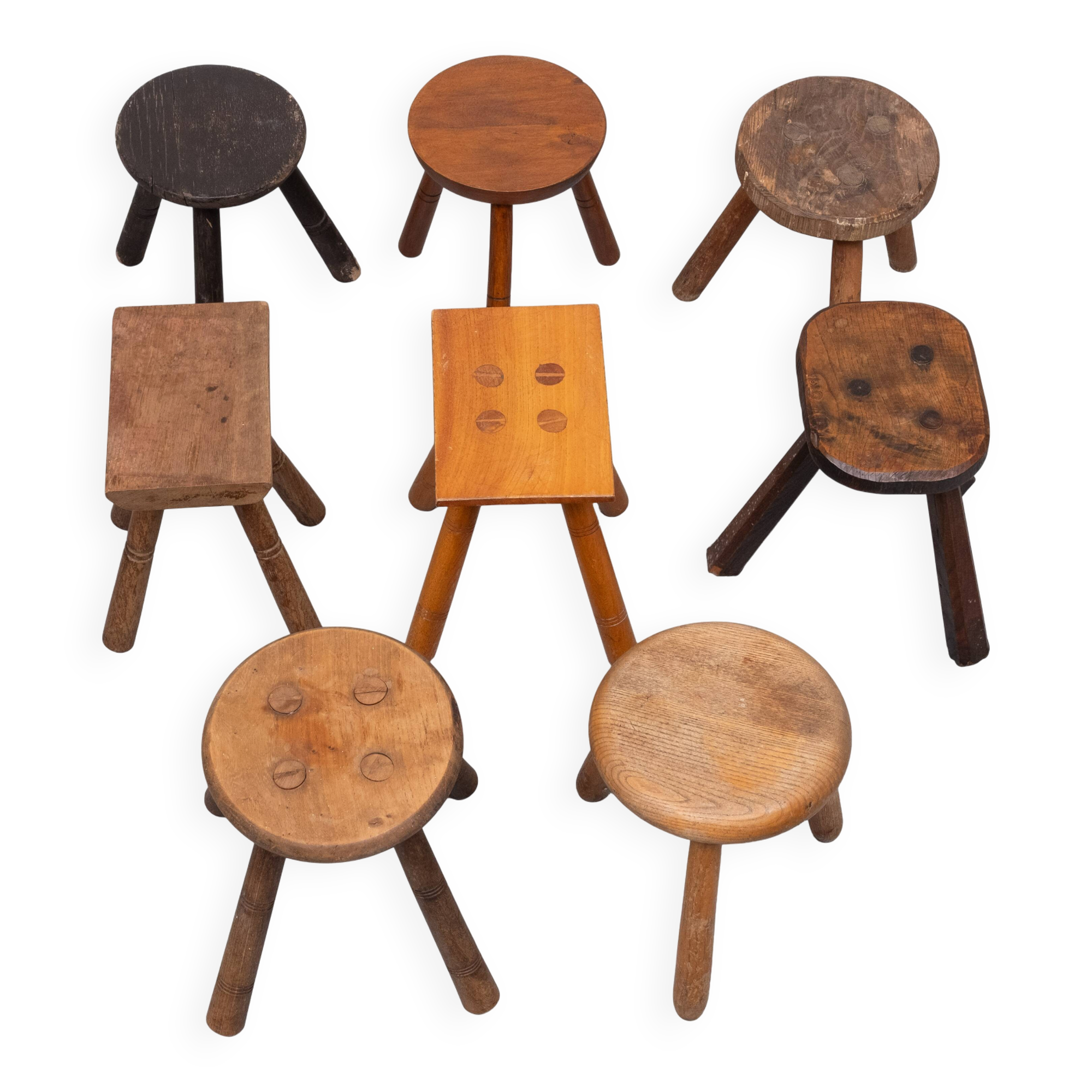 Set of 8 original Milk stools 1950s Holland