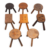 Ensemble de 8 tabourets en lait originaux des années 1950, Hollande.