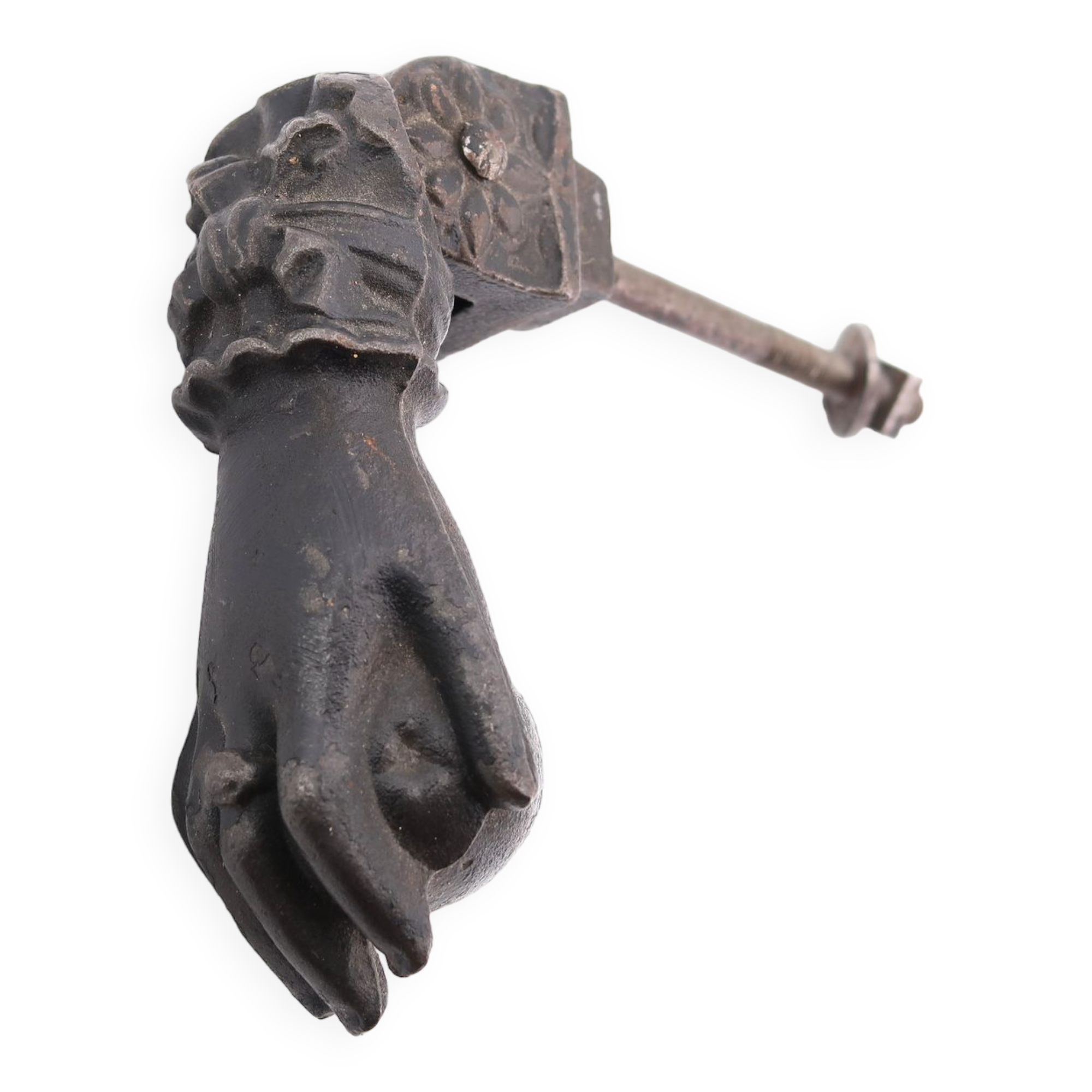 Hand-shaped metal door knocker, 1930s