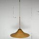 Pair pencil reed rattan bamboo and brass pendants, Italy 1970s