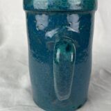 Blue enamelled stoneware pitcher