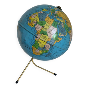 Globe vintage 1960 terrestre doré