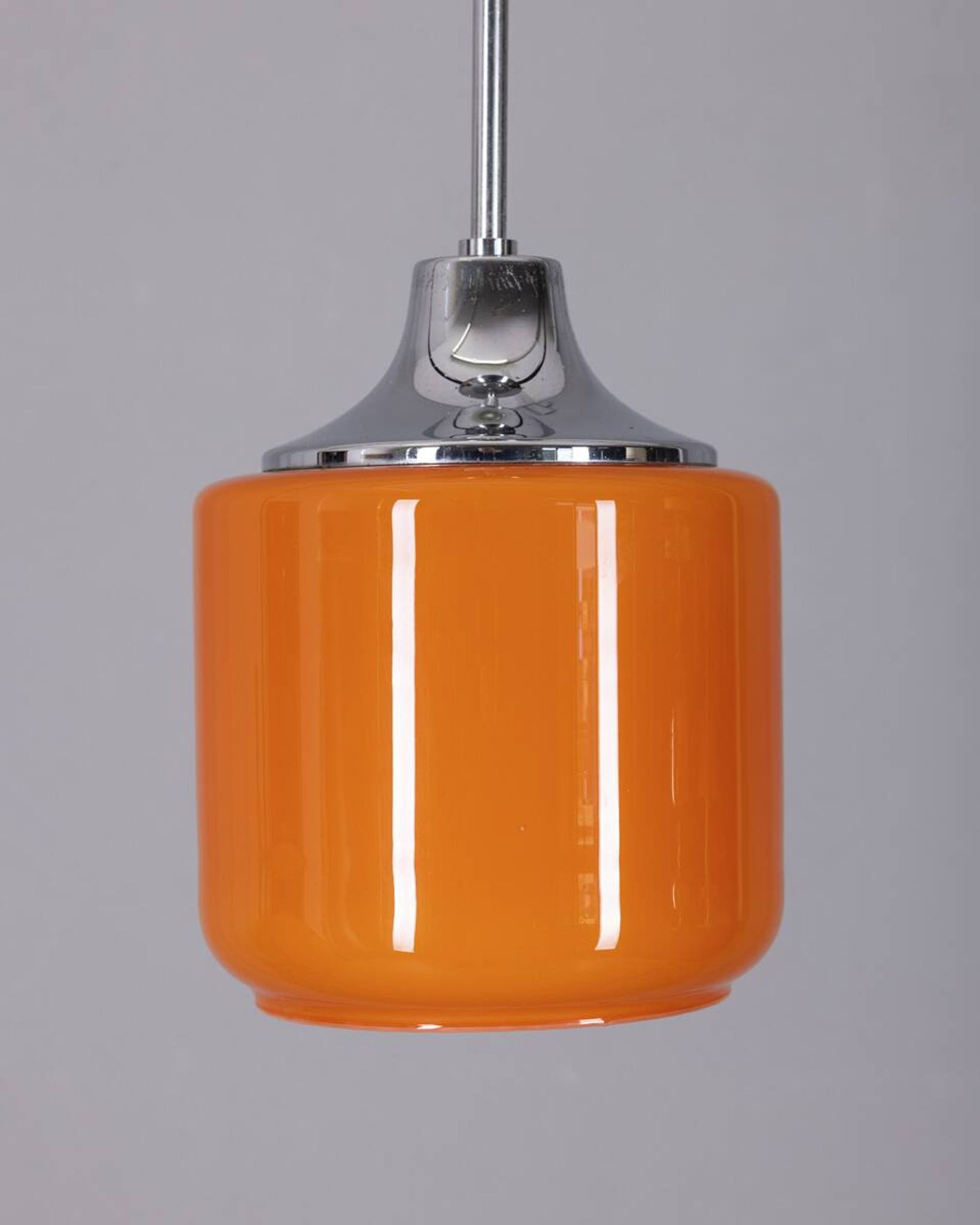 Vintage 1970s chandelier in metal and orange glass, italian design