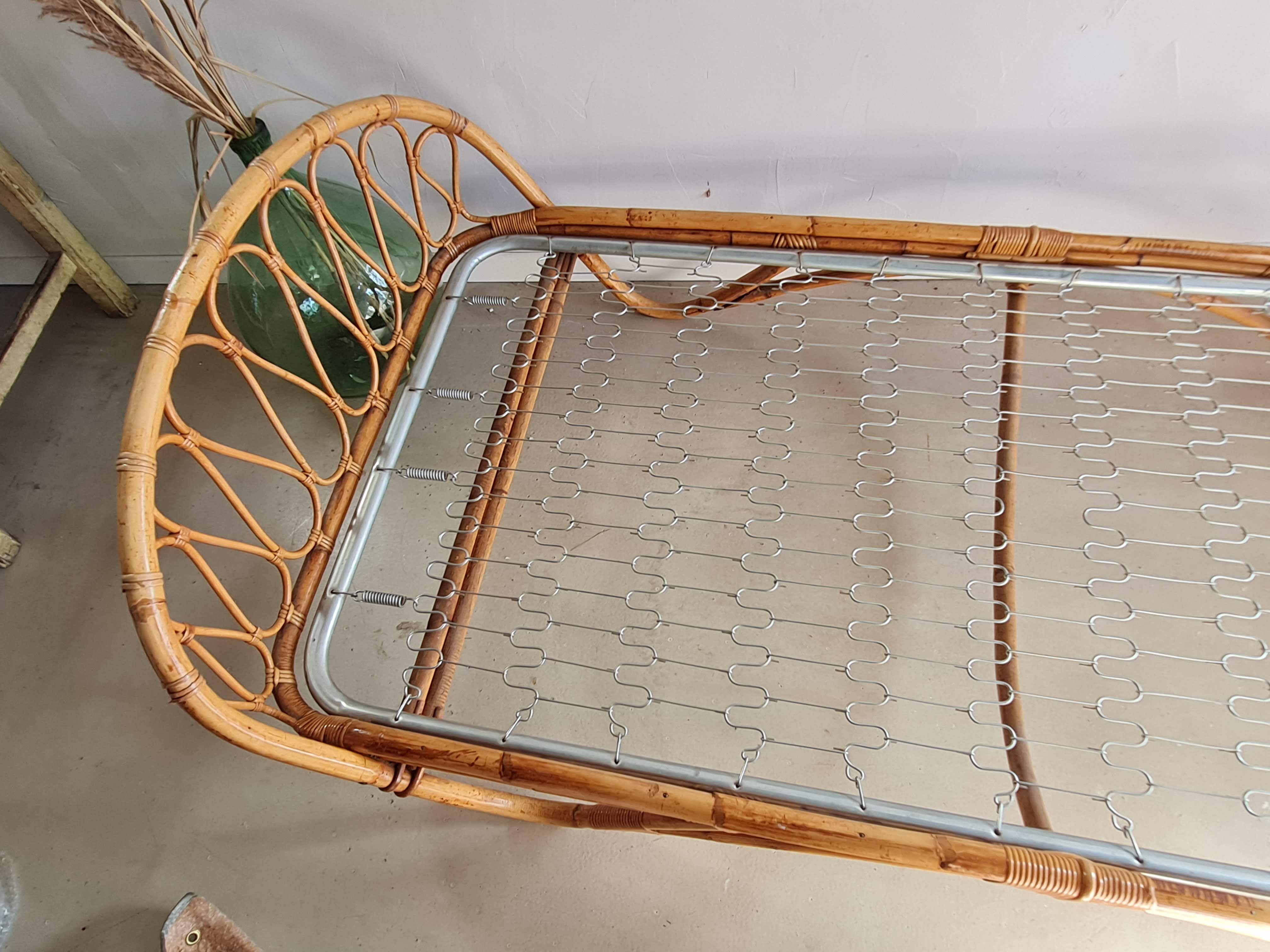 Vintage rattan and wicker bed