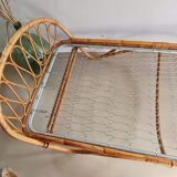Vintage rattan and wicker bed