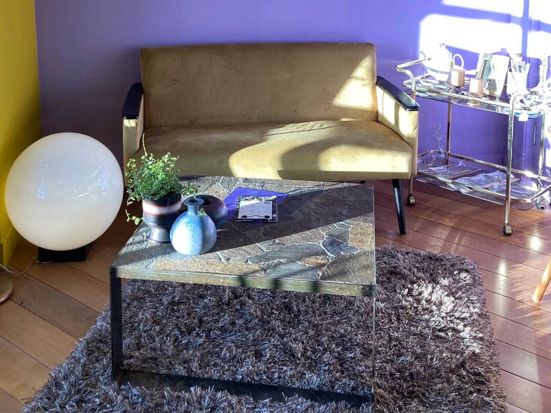 Vintage slate stone coffee table