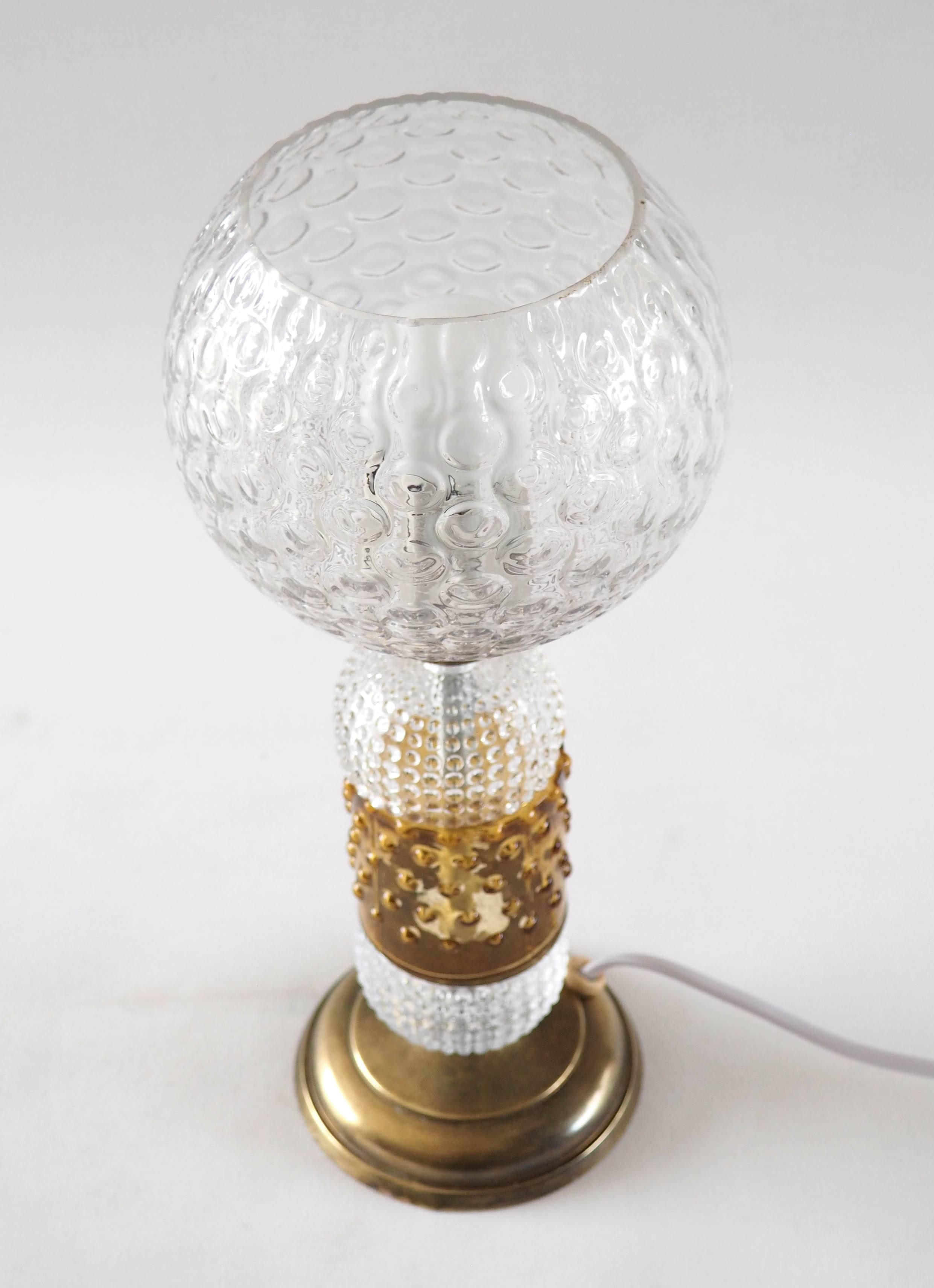 Lampe verre à bulles et ambré