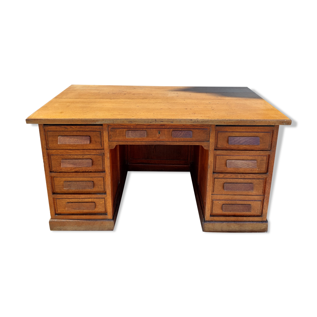 Bureau Ancien En Chêne Style Louis XV + Fauteuil Assorti - Beige - 158 Cm