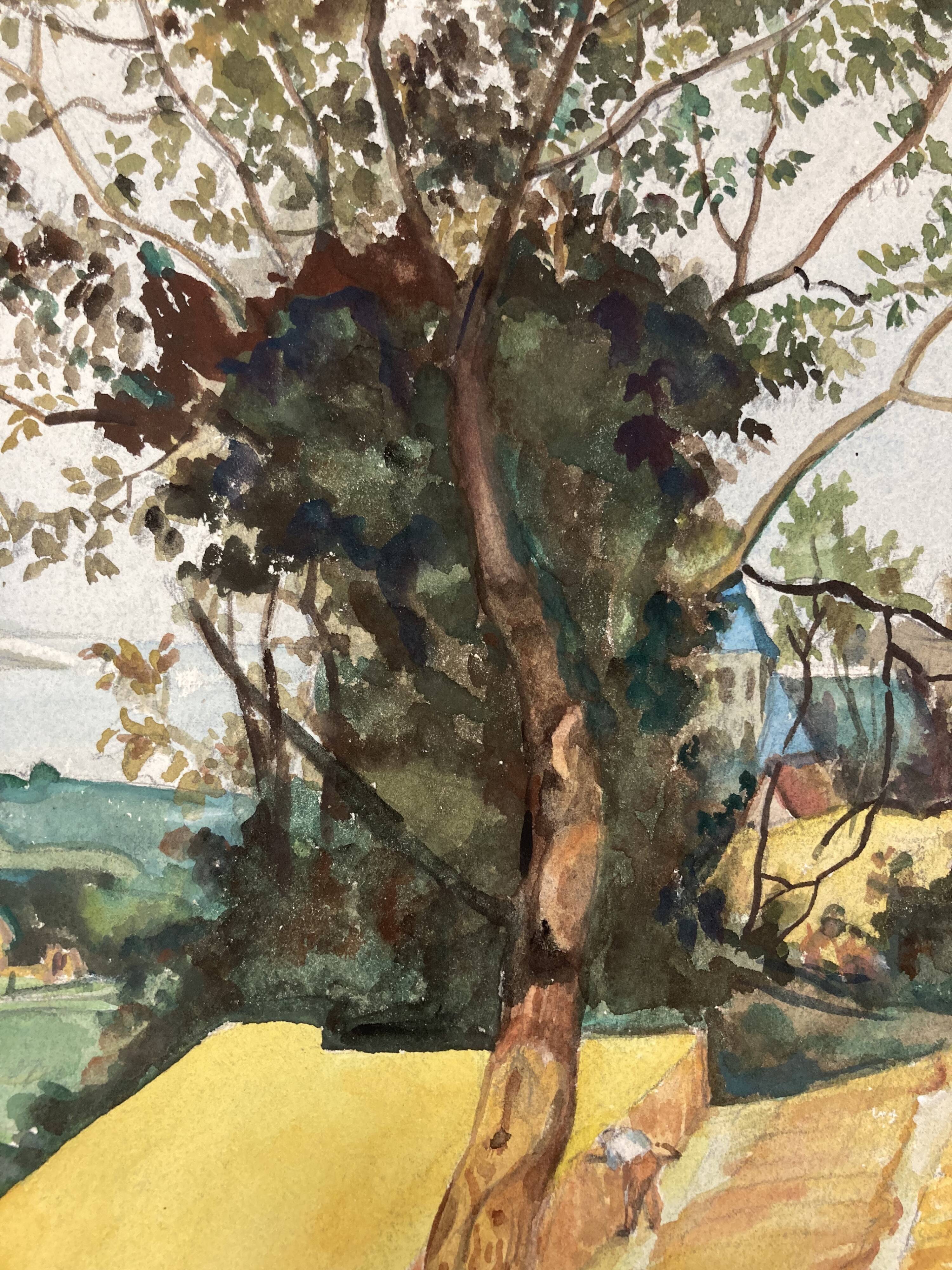 Vintage landscape watercolor