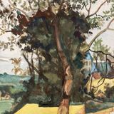 Aquarelle paysage vintage