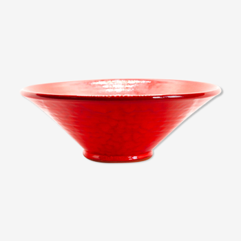 Artisanal XXL salad bowl in bright red ceramic