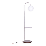 Restored Bauhaus Floor Lamp, New Electrification, Beech, Chrome, Czechia, 1930s