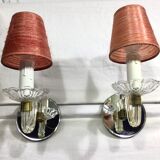 Pair of glass and mirror sconces