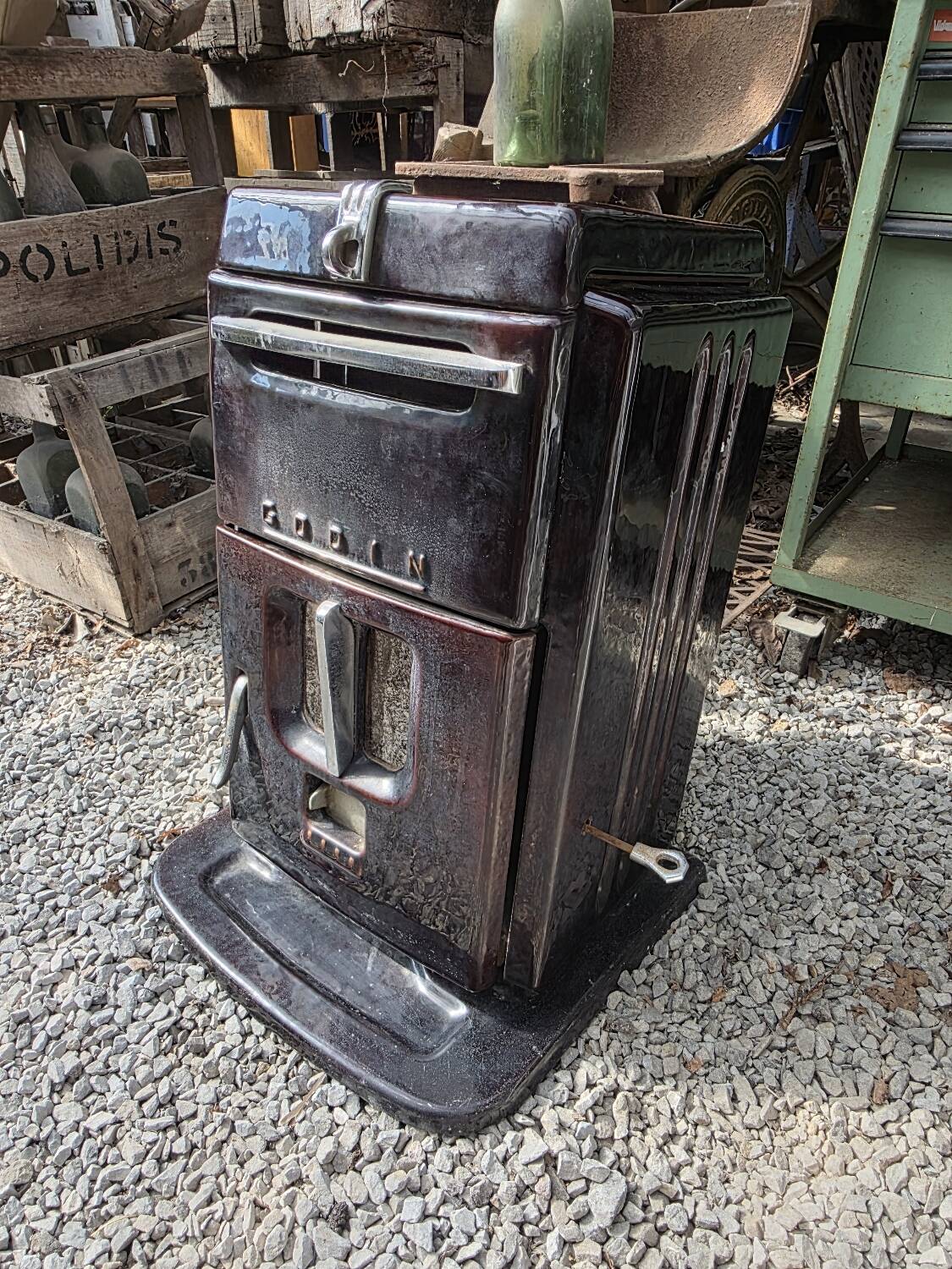 Godin enameled cast iron stove for coal and wood