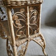 Wood and rattan bedside table, butterflies