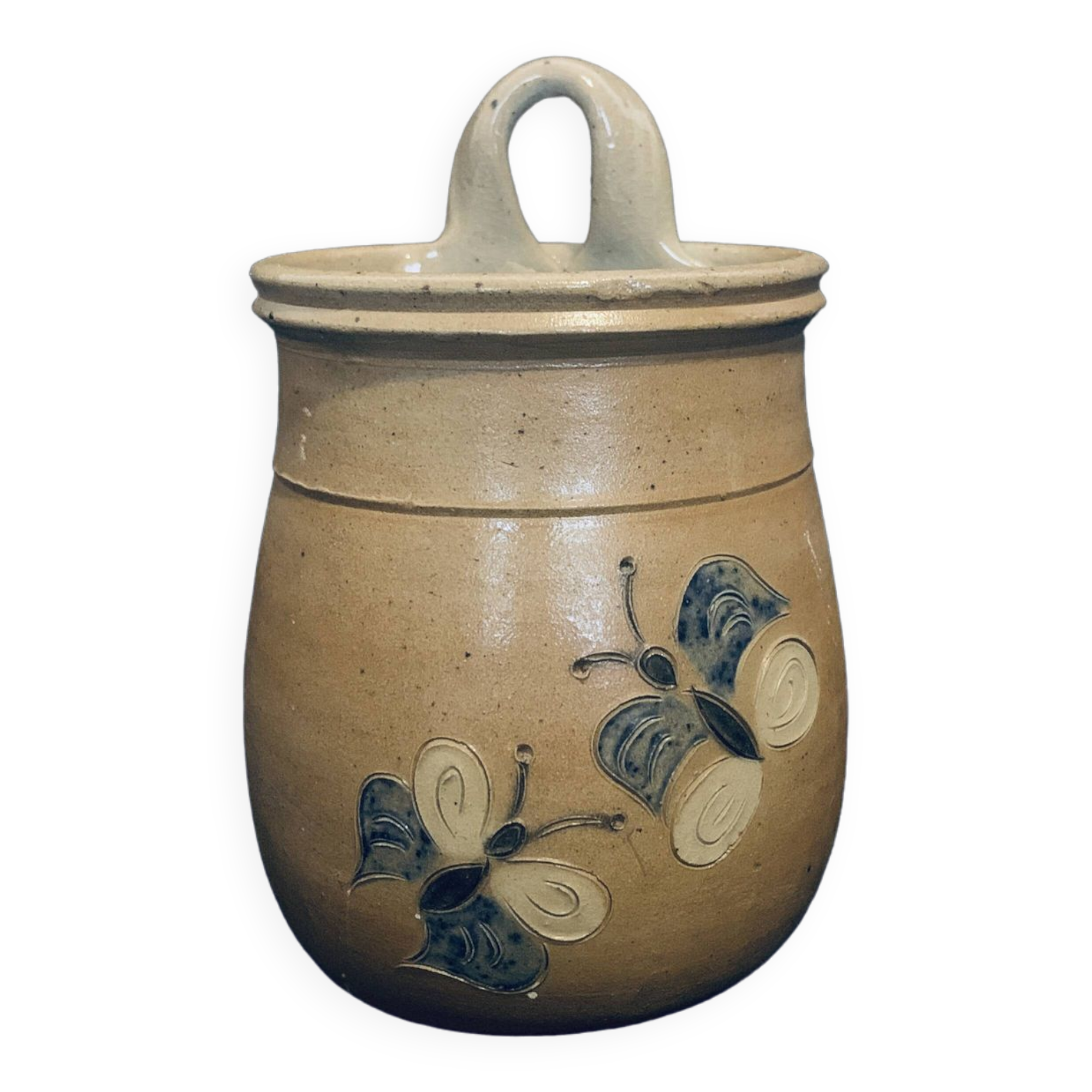Handmade pot 14cm old vintage pottery flower decor wall hanging or to place on a beautiful piece of furniture