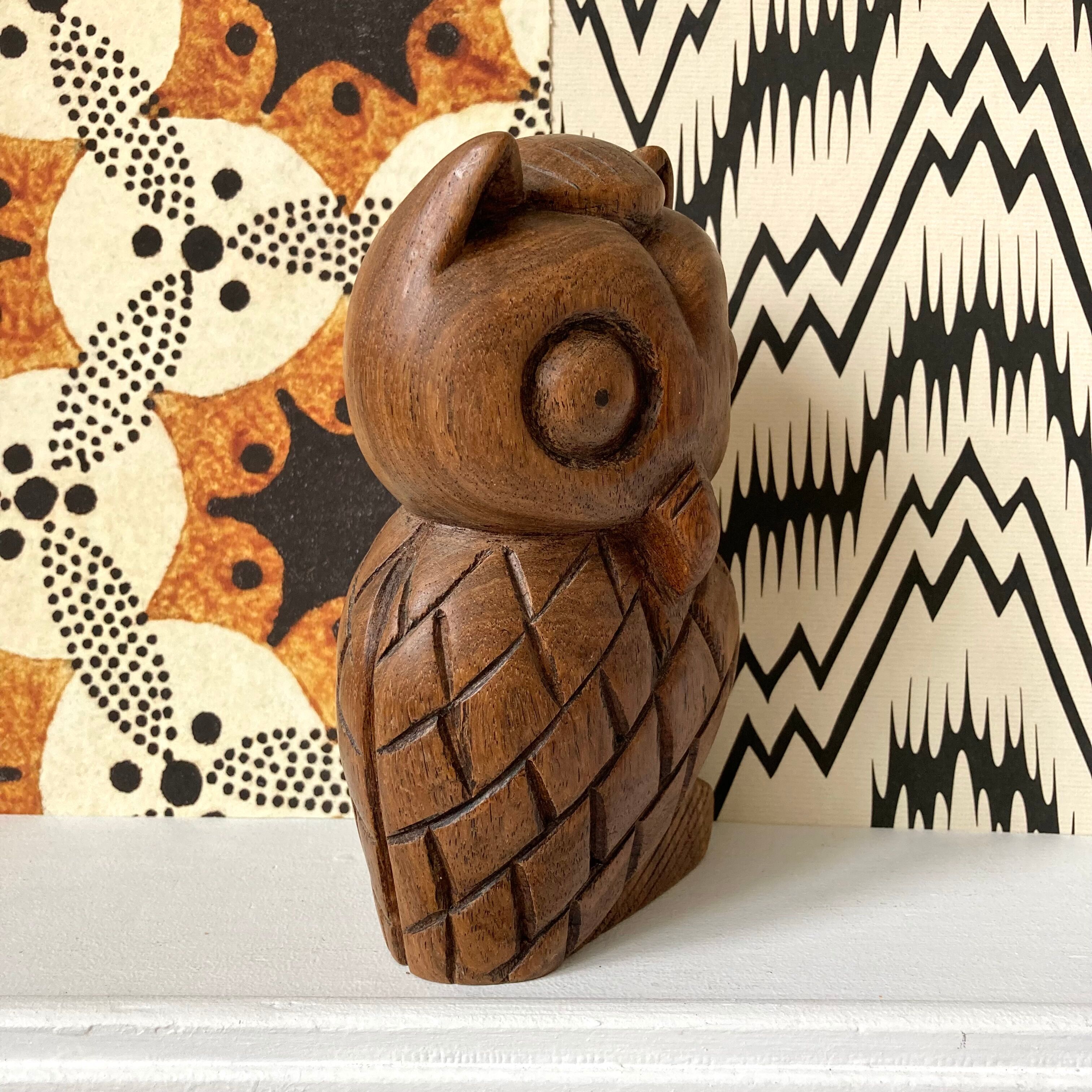 Owl in carved wood